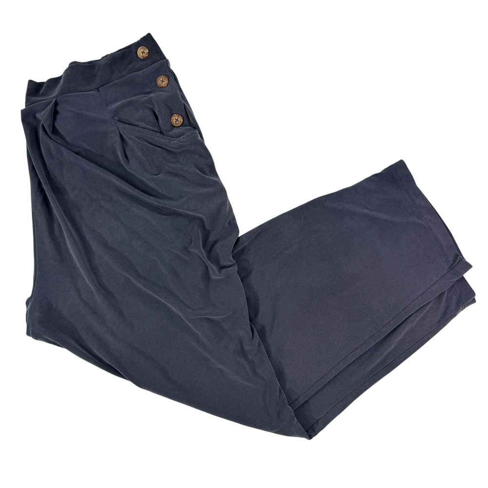 Anthropologie Charcoal Gray Modal Blend Button Detail‎ Wide Leg Pants RN 66170